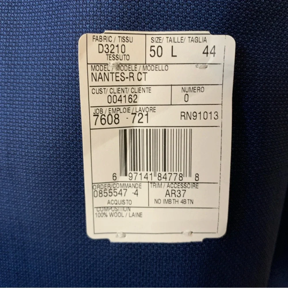 NWT Daniel Cremieux 2-Piece Navy‎ Blue 100% Wool Suit Size 44x38L Office Formal